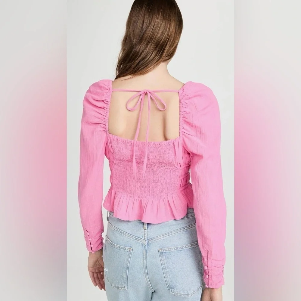 FREE PEOPLE Chloe Sweetheart Neck Cropped Top in Aurora Pink XS VGUC